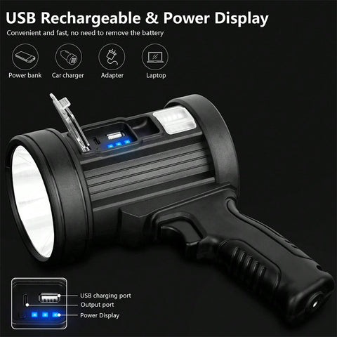 LED Searchlight P50 Chip Suitable 4 Light Colors With Side Light For Boating Camping