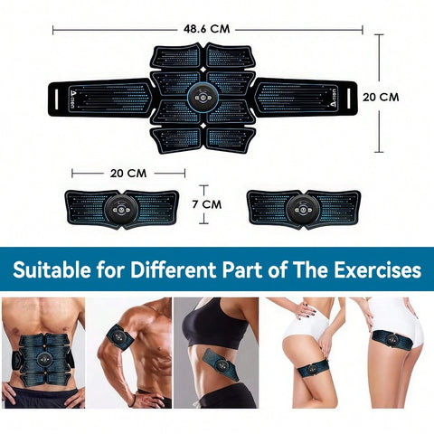 3-In-1 Abdominal Exercise Massage Fitness Belt Feature Superior Gel Pads Inbuilt 6 Sports Mode & 10 Intensity Levels Training Everywhere Everytime