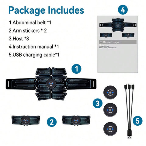 3-In-1 Abdominal Exercise Massage Fitness Belt Feature Superior Gel Pads Inbuilt 6 Sports Mode & 10 Intensity Levels Training Everywhere Everytime