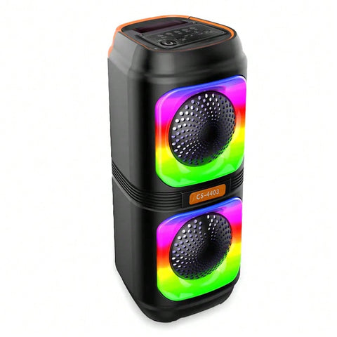 Portable Bluetooth Speaker Dual Speakers Party Stereo Subwoofer RGB Lights Karaoke Heavy Bass With Mic (Optional)