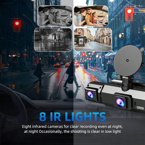 360 Degree Dash Cam 4 Channel Vital Dash Cam 1080P Front And Rear Inside Dash Camera For Cars IR Night Vision Loop Recording 24H Parking Monintor