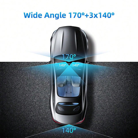 360 Degree Dash Cam 4 Channel Vital Dash Cam 1080P Front And Rear Inside Dash Camera For Cars IR Night Vision Loop Recording 24H Parking Monintor