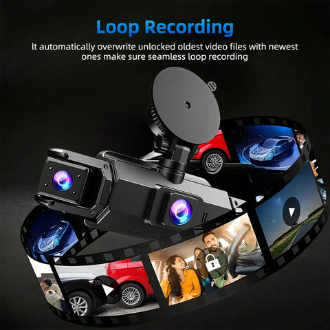 360 Degree Dash Cam 4 Channel Vital Dash Cam 1080P Front And Rear Inside Dash Camera For Cars IR Night Vision Loop Recording 24H Parking Monintor