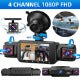 360 Degree Dash Cam 4 Channel Vital Dash Cam 1080P Front And Rear Inside Dash Camera For Cars IR Night Vision Loop Recording 24H Parking Monintor