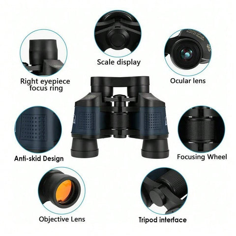 60X60 Zoom Binoculars Telescope HD 3000M For Hunting Outdoor Travel With Bag BAK4 Prism