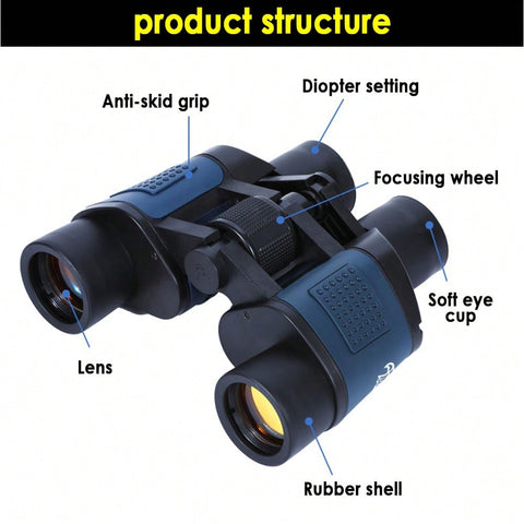 60X60 Zoom Binoculars Telescope HD 3000M For Hunting Outdoor Travel With Bag BAK4 Prism