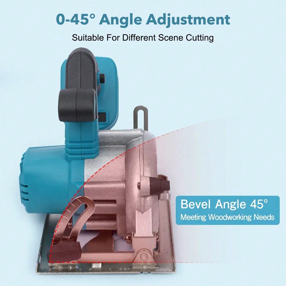 Only 2Kg 5inch Cordless Brushless Circular Saw Bare Tool Compatible With MAKITA 18V Battery,  Cutting Angle Up To 45 Degrees, Semi-Circular Protective Cover, Max Cutting Depth 45mm