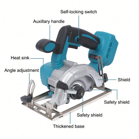 Only 2Kg 5inch Cordless Brushless Circular Saw Bare Tool Compatible With MAKITA 18V Battery,  Cutting Angle Up To 45 Degrees, Semi-Circular Protective Cover, Max Cutting Depth 45mm