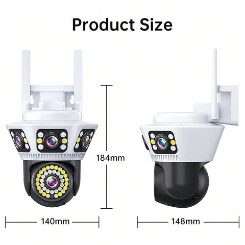 6MP Triple Lens Triple Screen WiFi Security Camera Outdoor Waterproof PTZ Auto Tracking Color Night Vision Surveillance IP Cameras