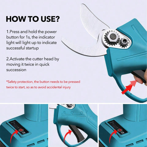 (2 Batteries)Electric Pruning Shears 30mm Secateur Cordless Brushless For Makita 18V Battery Cutting Branches