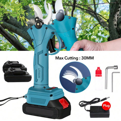 (2 Batteries)Electric Pruning Shears 30mm Secateur Cordless Brushless For Makita 18V Battery Cutting Branches