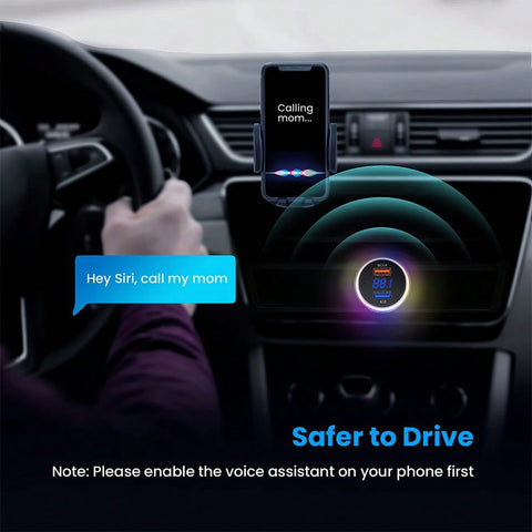 Bluetooth FM Transmitter For Car, Bluetooth Car Adapter, Bluetooth Radio Car, MP3 Player QC3.0 Quick Charge, Hands Free Calling, 2 Playing Modes, Blue Led Display