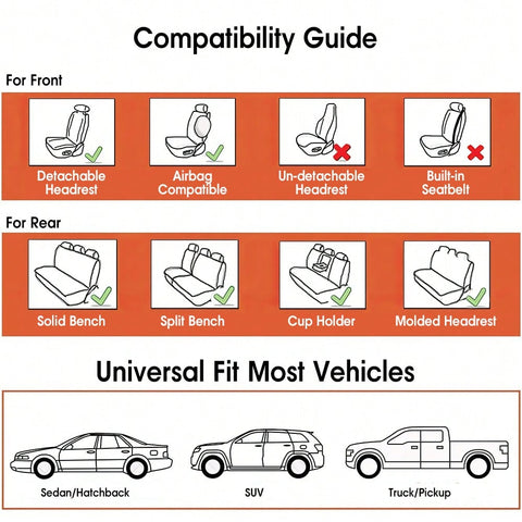 5-Piece Car Seat Cover Set Waterproof Car Seat Protectors Nappa Leather Car Seat Cushions Fits Front And Rear Seats Compatible With Most Vehicle Models