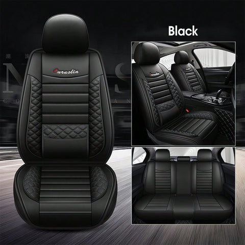 5-Piece Car Seat Cover Set Waterproof Car Seat Protectors Nappa Leather Car Seat Cushions Fits Front And Rear Seats Compatible With Most Vehicle Models