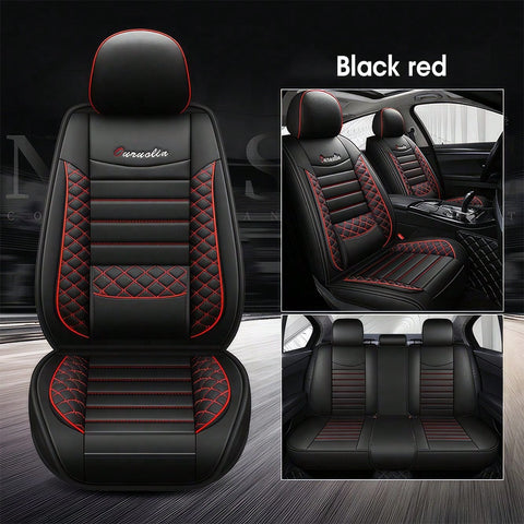 5-Piece Car Seat Cover Set Waterproof Car Seat Protectors Nappa Leather Car Seat Cushions Fits Front And Rear Seats Compatible With Most Vehicle Models