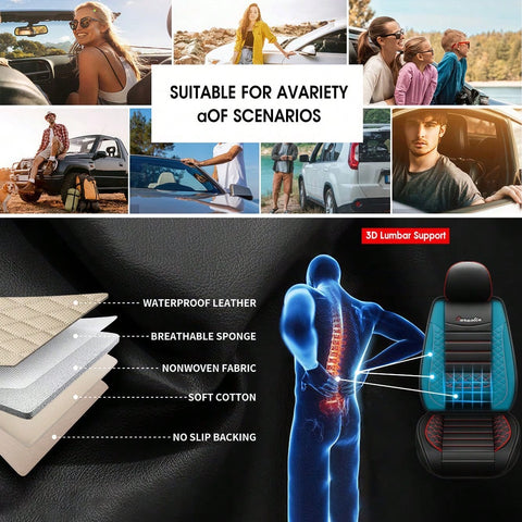 5-Piece Car Seat Cover Set Waterproof Car Seat Protectors Nappa Leather Car Seat Cushions Fits Front And Rear Seats Compatible With Most Vehicle Models