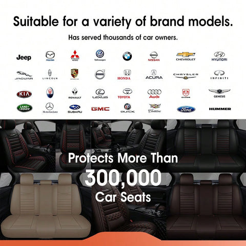 5-Piece Car Seat Cover Set Waterproof Car Seat Protectors Nappa Leather Car Seat Cushions Fits Front And Rear Seats Compatible With Most Vehicle Models