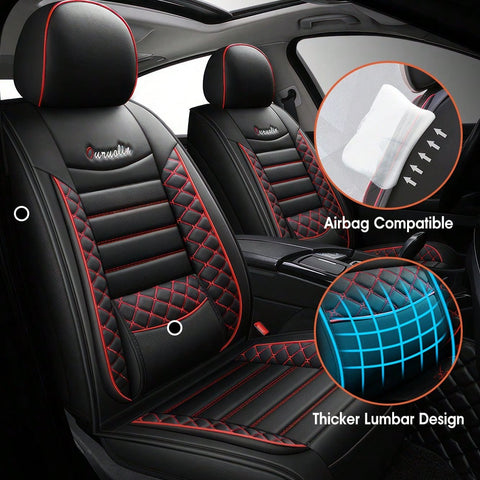 5-Piece Car Seat Cover Set Waterproof Car Seat Protectors Nappa Leather Car Seat Cushions Fits Front And Rear Seats Compatible With Most Vehicle Models