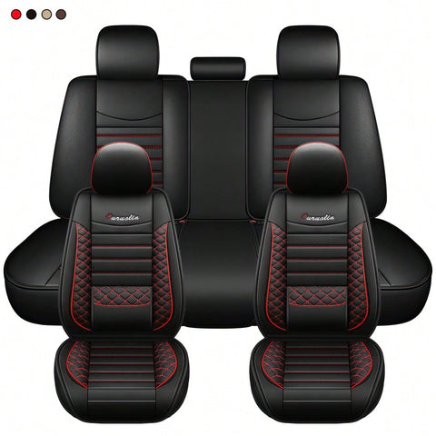 5-Piece Car Seat Cover Set Waterproof Car Seat Protectors Nappa Leather Car Seat Cushions Fits Front And Rear Seats Compatible With Most Vehicle Models