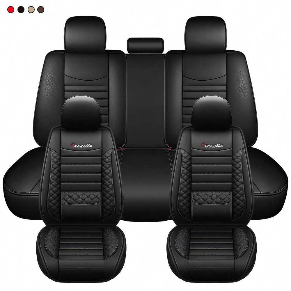 5-Piece Car Seat Cover Set Waterproof Car Seat Protectors Nappa Leather Car Seat Cushions Fits Front And Rear Seats Compatible With Most Vehicle Models