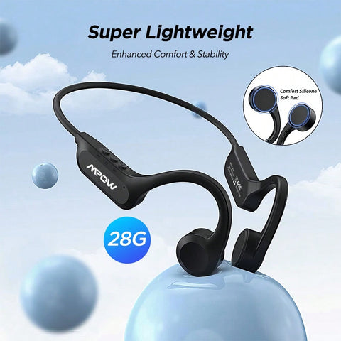MPOW Bone Conduction Headphones With Mic Open Ear Headphones Bluetooth 5.3 With 8H Playtime IPX6 Waterproof