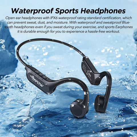 MPOW Bone Conduction Headphones With Mic Open Ear Headphones Bluetooth 5.3 With 8H Playtime IPX6 Waterproof