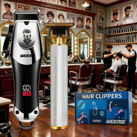 Professional Hair Clipper For Men, 2-Piece Cordless Men's Grooming Hair Clipper, Electric Shaver, Hair Clipper With LED Display For Home And Barber Shop