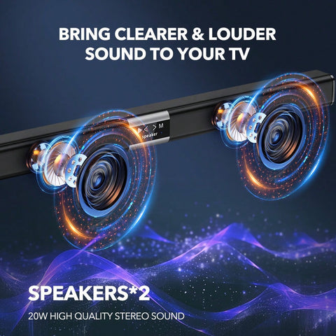 Sound Bar For TV 32 Inch Bluetooth Soundbar Speakers Surround Sound Home Theater System With Bluetooth AUX USB TF Card Coaxial Connection For TV PC Gaming Projectors