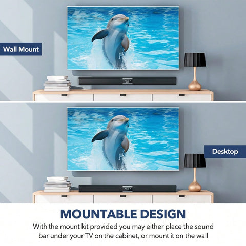 Sound Bar For TV 32 Inch Bluetooth Soundbar Speakers Surround Sound Home Theater System With Bluetooth AUX USB TF Card Coaxial Connection For TV PC Gaming Projectors