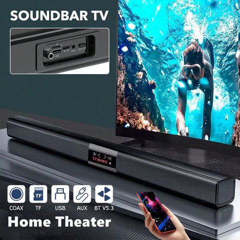 Sound Bar For TV 32 Inch Bluetooth Soundbar Speakers Surround Sound Home Theater System With Bluetooth AUX USB TF Card Coaxial Connection For TV PC Gaming Projectors