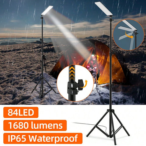 Outdoor Camping Light, Super Bright Portable Light, LED Grill Light, Work Light With Camping Stand, Adjustable Metal Telescoping Tripod 6ft, USB Powered
