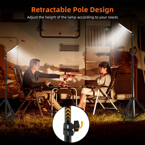 Outdoor Camping Light, Super Bright Portable Light, LED Grill Light, Work Light With Camping Stand, Adjustable Metal Telescoping Tripod 6ft, USB Powered