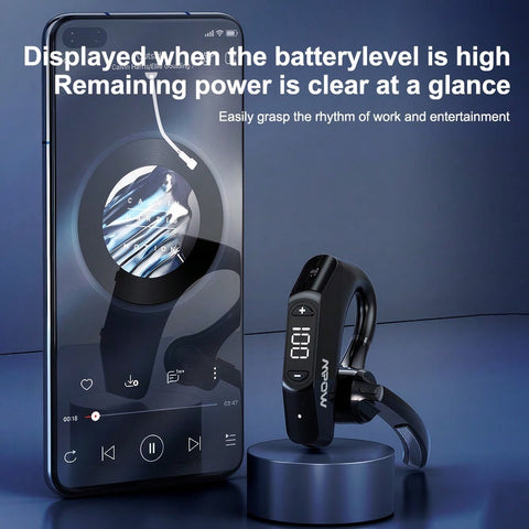 V23 Black Bluetooth 5.3 Single-Ear Button-Operated In-Ear Headphones 270° Self-Use Rotation Universal For Left And Right Ears One-Button Mute IPX6 Waterproof