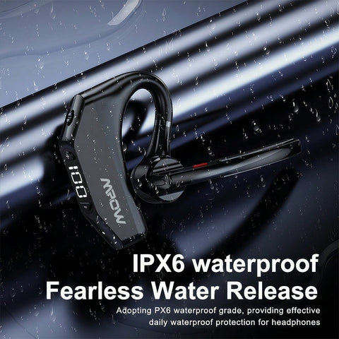 V23 Black Bluetooth 5.3 Single-Ear Button-Operated In-Ear Headphones 270° Self-Use Rotation Universal For Left And Right Ears One-Button Mute IPX6 Waterproof