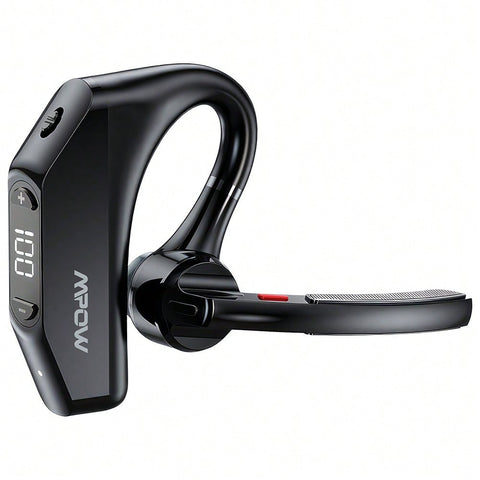 V23 Black Bluetooth 5.3 Single-Ear Button-Operated In-Ear Headphones 270° Self-Use Rotation Universal For Left And Right Ears One-Button Mute IPX6 Waterproof