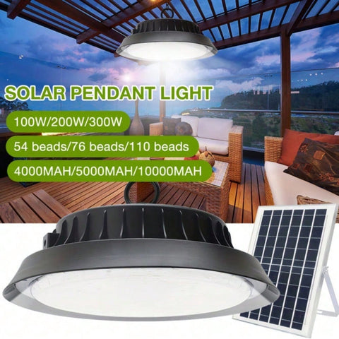 3 Color Temperature Solar Pendant Mining Light With Remote Control Timing, Suitable For Gazebo Courtyard Garage Terrace (With Hanging Chain)