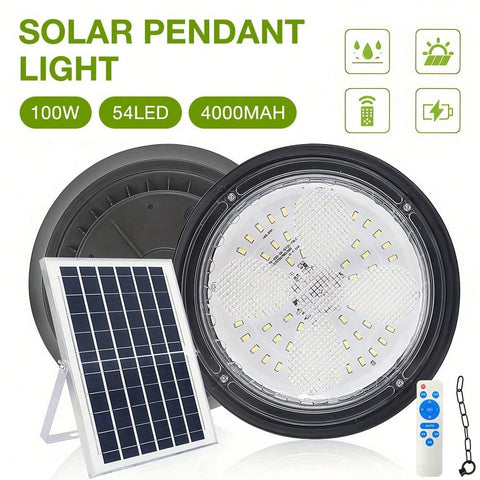 3 Color Temperature Solar Pendant Mining Light With Remote Control Timing, Suitable For Gazebo Courtyard Garage Terrace (With Hanging Chain)