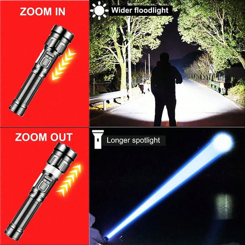 800 Meters Long Throw LED Flashlight COB Work Light USB Rechargeable Spotlights 1000000 Lumens White LED Flashlights