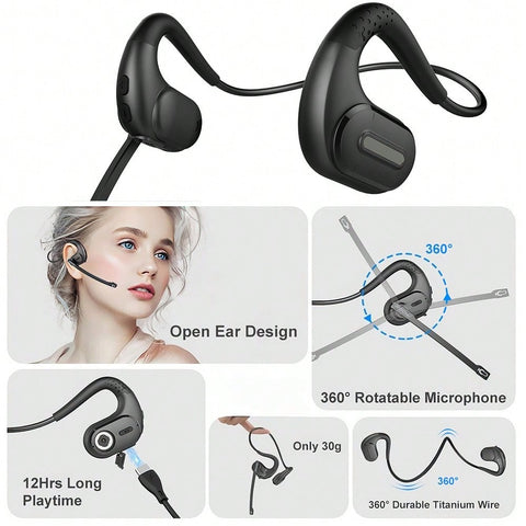 MPOW Bluetooth Headset With Removable Microphone Noise Cancelling Handsfree Wireless Headset For Office Meeting Running Cycling Truck Driving 12 Hrs Playtime