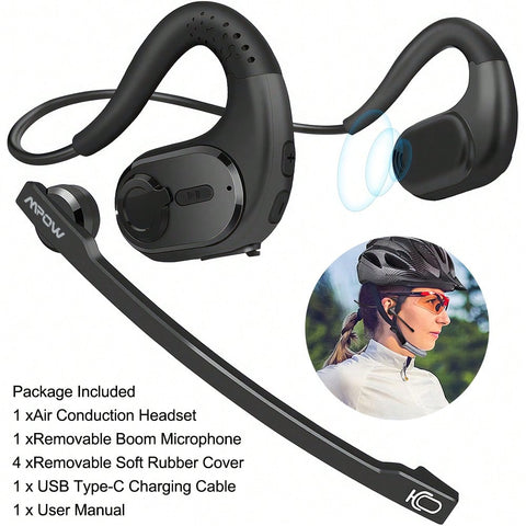 MPOW Bluetooth Headset With Removable Microphone Noise Cancelling Handsfree Wireless Headset For Office Meeting Running Cycling Truck Driving 12 Hrs Playtime