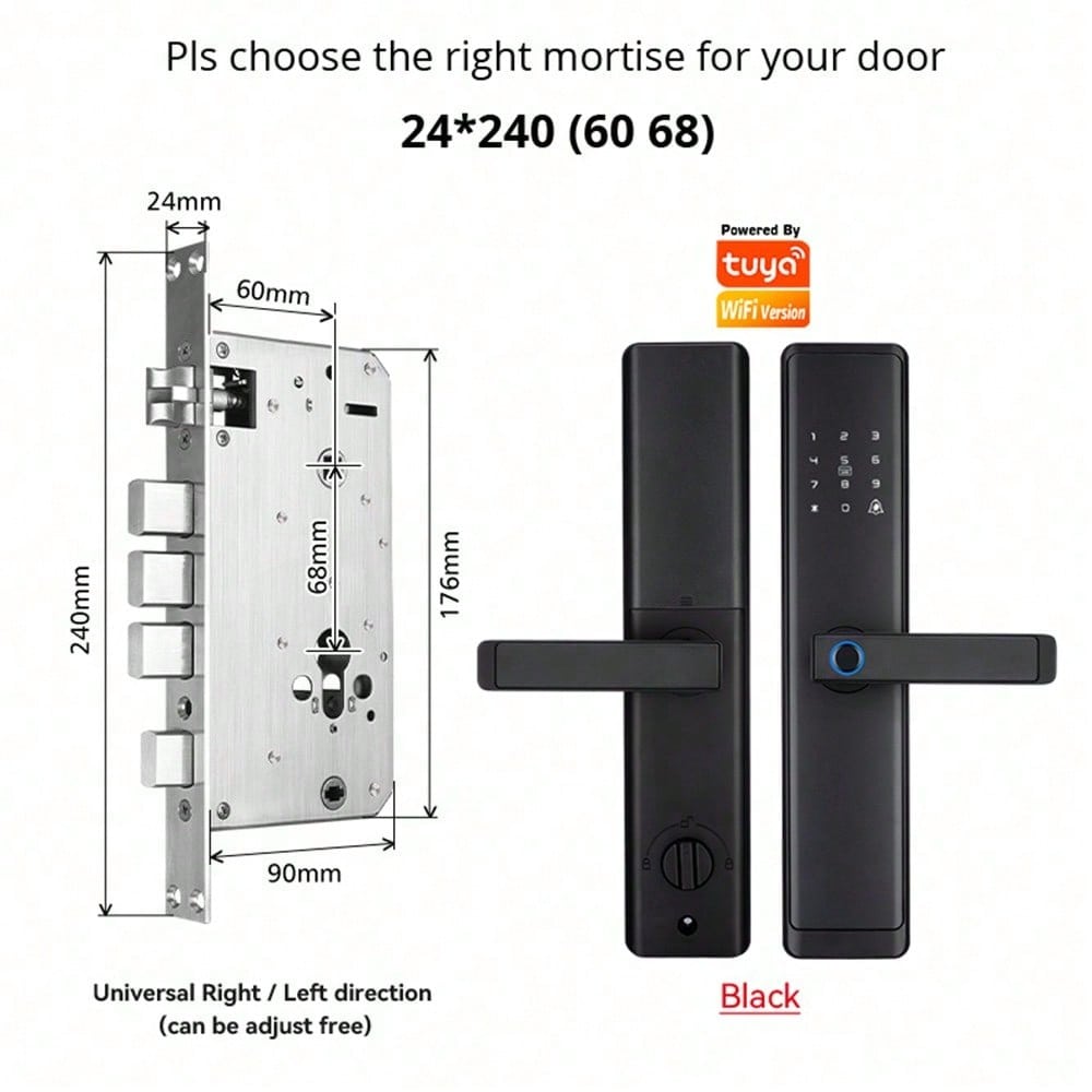 Smart Door Lock, Biometric Fingerprint Door Lock, 7 In 1 Smart Door Lock For The Front Door, Keyless Entry Door Lock, Electronic Touch Screen Keypad, Tuya APP Control