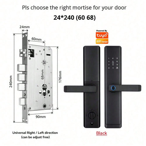 Smart Door Lock, Biometric Fingerprint Door Lock, 7 In 1 Smart Door Lock For The Front Door, Keyless Entry Door Lock, Electronic Touch Screen Keypad, Tuya APP Control