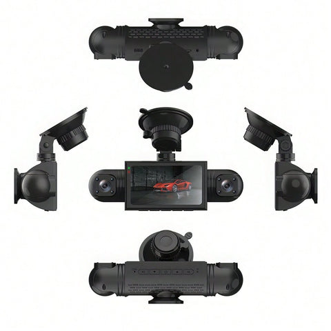 FHD 1080P 4 Channel 360° Dash Cam With G-Sensor Loop Recording Night Vision 3.16-Inch Screen 24 Hours Parking Monitoring