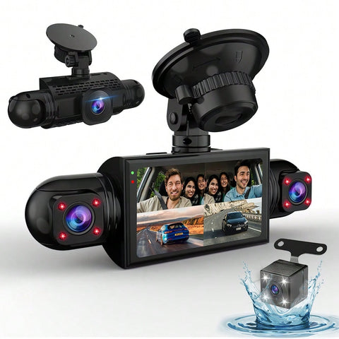 FHD 1080P 4 Channel 360° Dash Cam With G-Sensor Loop Recording Night Vision 3.16-Inch Screen 24 Hours Parking Monitoring