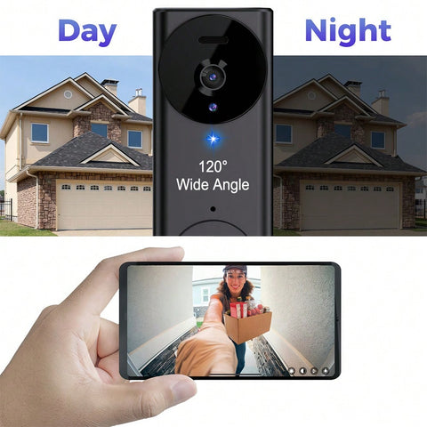 Wireless Doorbell Camera HD Video Doorbell With Night Vision 2-Way Audio Smart App Control Wall Mount Video Capture For Smartphones/Tablets