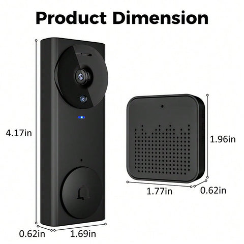 Wireless Doorbell Camera HD Video Doorbell With Night Vision 2-Way Audio Smart App Control Wall Mount Video Capture For Smartphones/Tablets