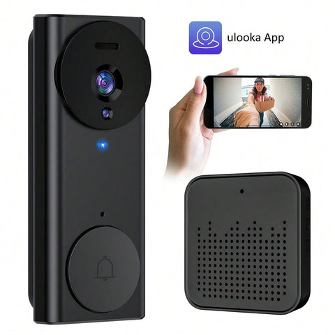 Wireless Doorbell Camera HD Video Doorbell With Night Vision 2-Way Audio Smart App Control Wall Mount Video Capture For Smartphones/Tablets