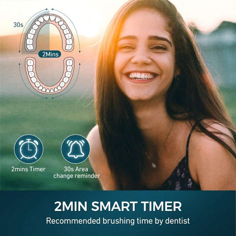 1 PCS Black Electric Toothbrushes HP26A With 8 Duponts Brush Heads, 5 Modes, 4 Hour Charge For 30 Days Use, 40000 VPM Motor, Whitening, Cleaning, Sensitive, Polishing, Massage