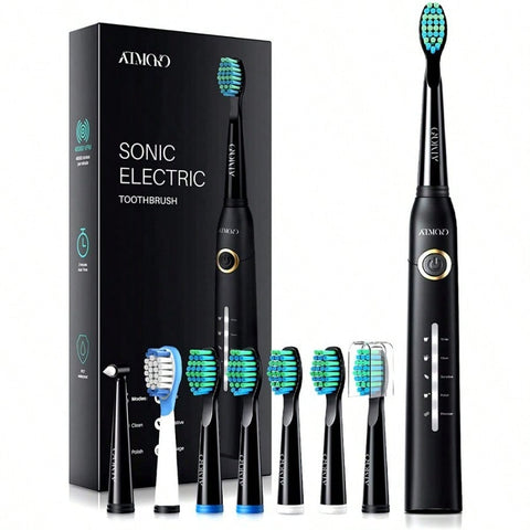 1 PCS Black Electric Toothbrushes HP26A With 8 Duponts Brush Heads, 5 Modes, 4 Hour Charge For 30 Days Use, 40000 VPM Motor, Whitening, Cleaning, Sensitive, Polishing, Massage