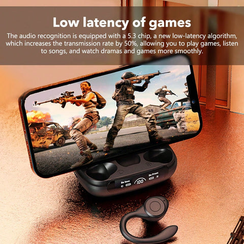 Wireless Earbuds Bluetooth 5.3 TWS Headphones 160Hrs Playtime With Charging Case LED Diaplay Hi-Fi Sweatproof Noise Canceling Over Ear Earhooks Earphone